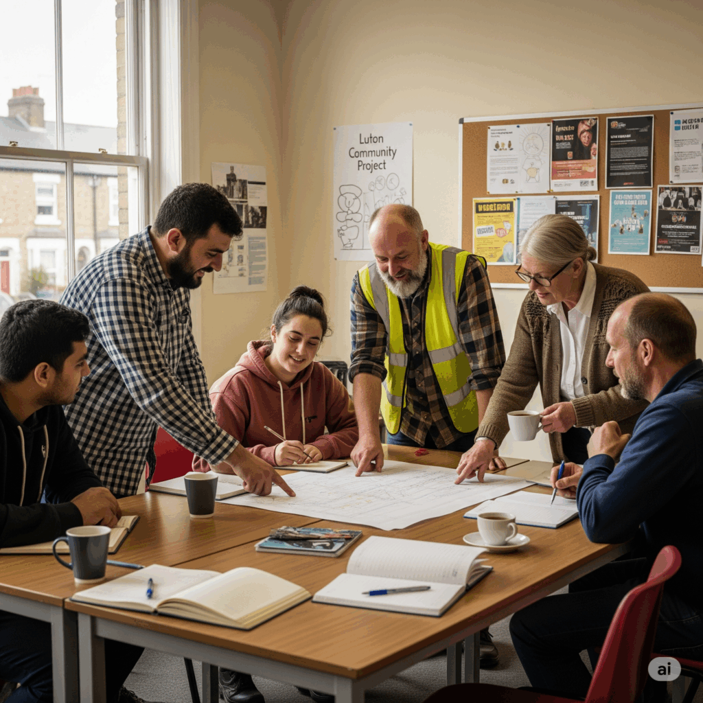 By Gaby, your Health Coach at Medics PCN- happiness at work. people working together on a project, looking happy 