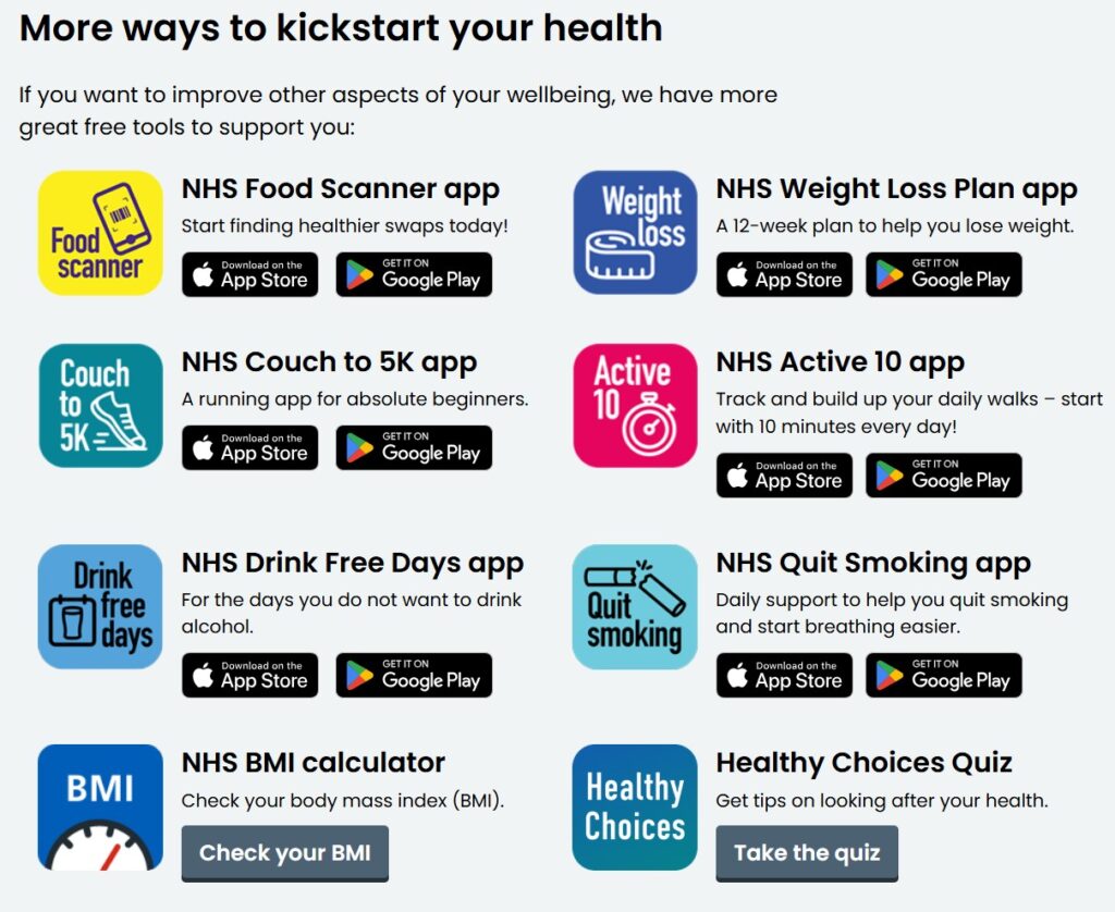 health apps, nhs, food scanner, couch to 5k, weight loss, medics pcn luton