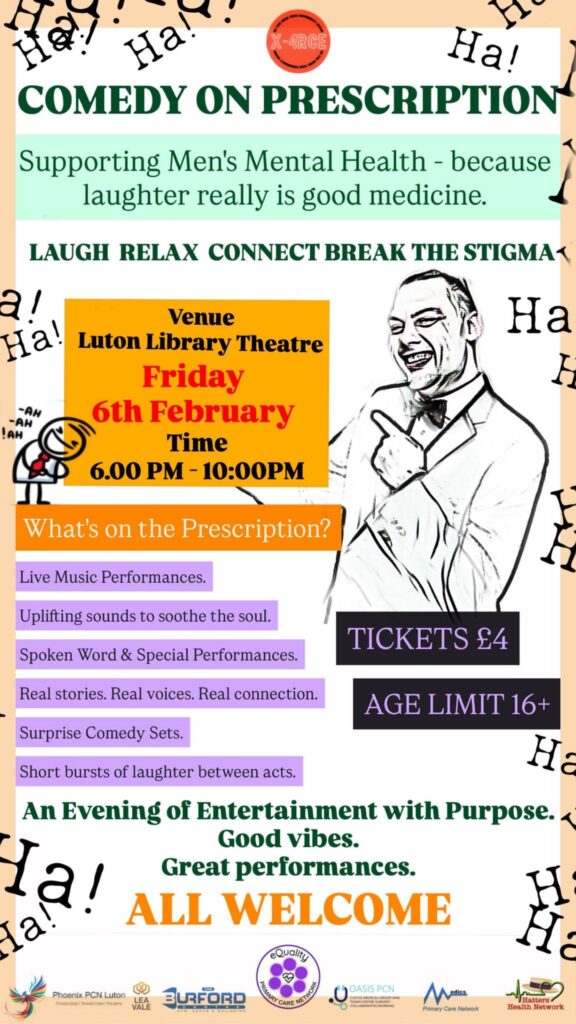 Comedy On Prescription - supporting men's mental health.
medics pcn