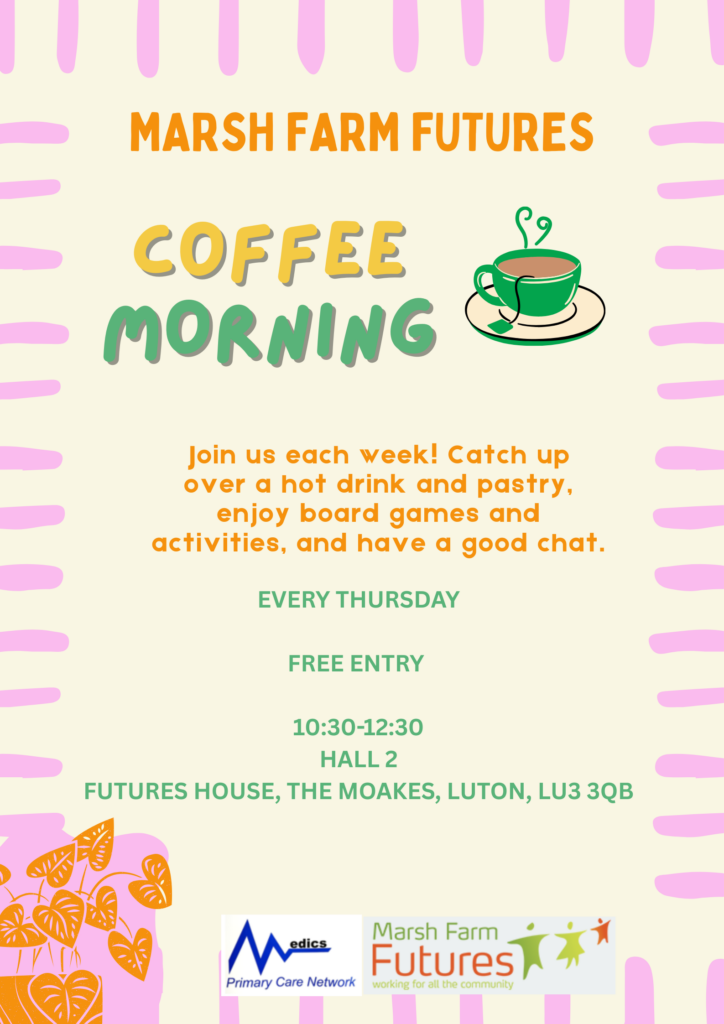 coffee morning medics pcn at futures house, event, things to do and connect 